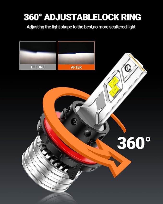 SEALIGHT H13/9008 Bulbs, 1100% 70000LM Ultra Brightness H13 Bulbs,Real 1:1 Size 6500K Cool White, IP68 Waterproof Fog Bulb, Plug and Play, Pack of 2