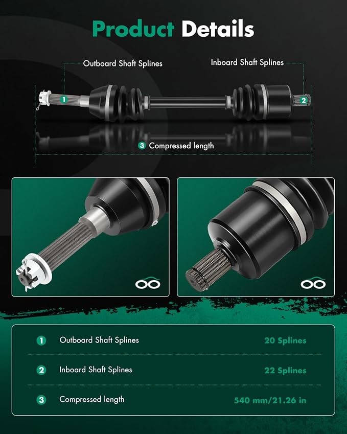 SCITOO Front CV Axle Shaft Assembly Fit 2018 for Polaris Scfor Rambler 850 2011-2014 for Polaris Sportsman 400 2006-2007 2016-2020 for Polaris Sportsman 450 ‎1332347 Left and Right