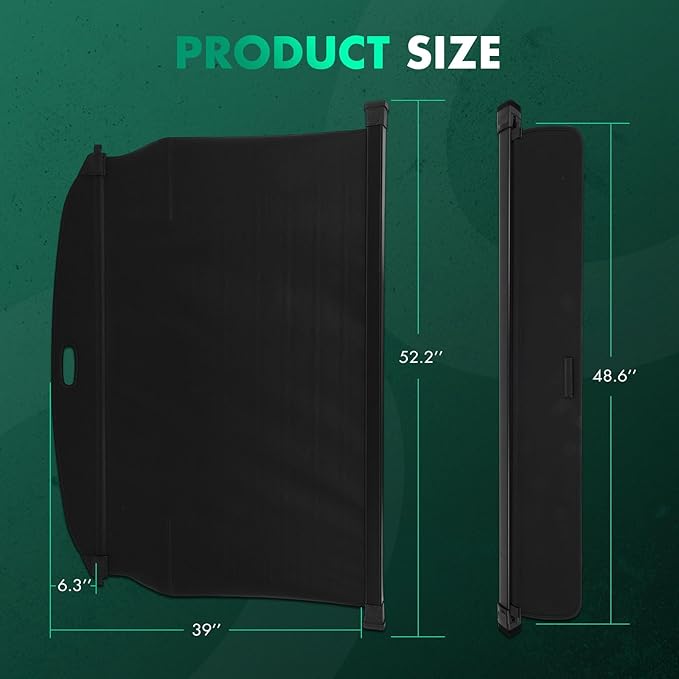 SCITOO Retractable Rear Cargo Cover Shade 2022-2024 Fit for Rivian R1S Rear Trunk Retractable Security Shade Cover