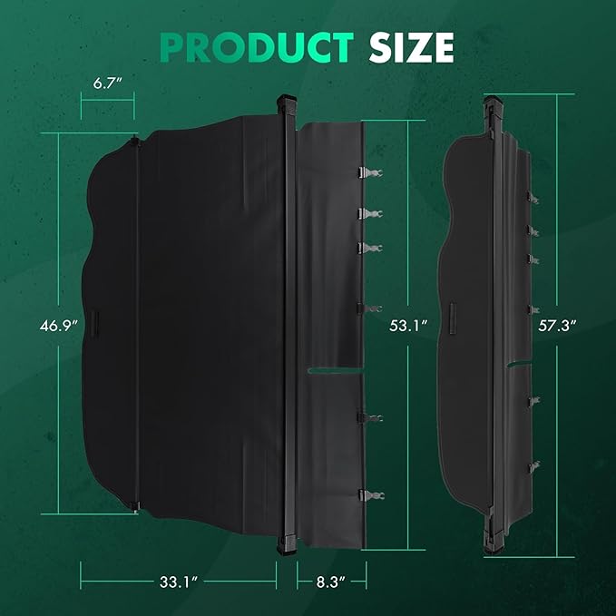 SCITOO Cargo Cover Shade 2015-2019 Fit for Toyota Land Cruiser Prado FJ150 Retractable Rear Anti-Peeping Privacy Trunk Luggage Security Waterproof Upgraded Cover