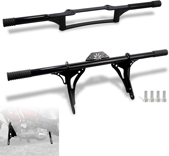 Highway Peg Crash Bar+ Passenger Footpegs Enginge guard for Harley Dyna with mid Control Models 2006-2017, for Street Bob FXDB/I Fat Bob FXDF Low Rider FXDL/I Wide Glide FXDWG/I,Gloss Black
