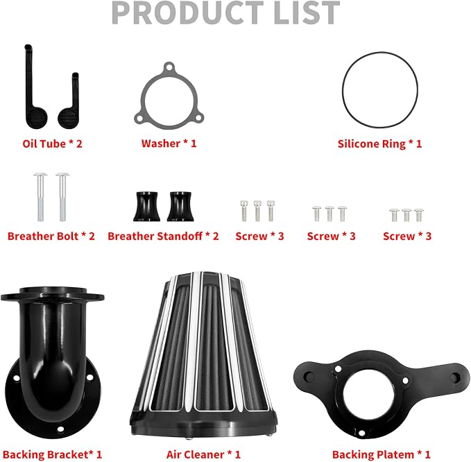 Air Cleaner Filter 90° Forward-Facing Intake Kit CNC Fit for Harley Touring Softail (Black Housing Grey Element, D For M8 Touring 17-23 Trike 17-25 Softail 18-24)