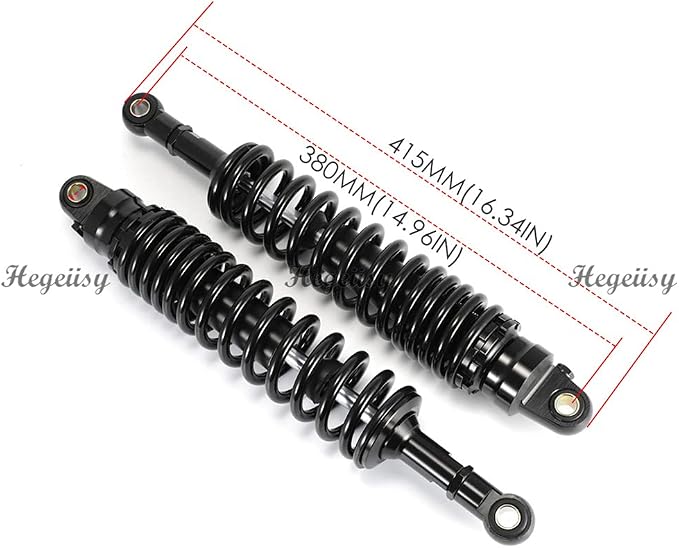 360mm 380mm 400mm 420mm Universal Motorbike Air Shock Absorber Rear Suspension ATV Quad Scooter Dirt Bike For YZF-R1 YZF-R6 YZF-125 XC EXC XCF (Black, 14.96 inch 380mm)