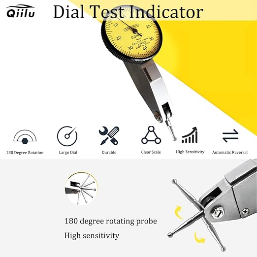 CNC Dial Test Indicator .0001 Test Indicator 1 4 Collet Aluminum 0 0.8Mm 0.01Mm Metric Dovetail Rails Dial Test Indicator Dial