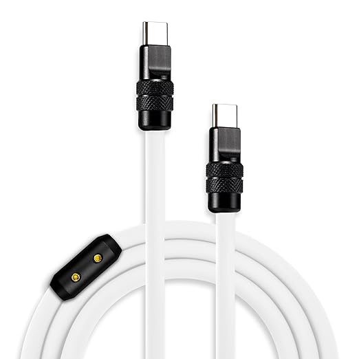 chubbycable Black Chubby Pro - Samurai Cable 240W USB-C Cable Silicone Fast Charging USB C Charger Cord Compatible with iPhone 17-15 Series iPad Galaxy Series, White, Type-C to Type-C, 6.6FT