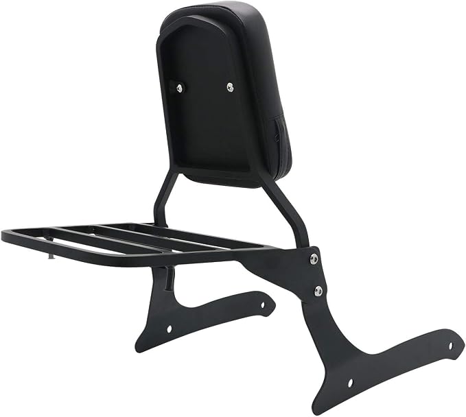 Passenger Backrest Sissy Bar & Luggage Rack Portable Compatible with Yamaha XVS1300 XVS1300A Midnight V-Star 2007-2015 (Black)