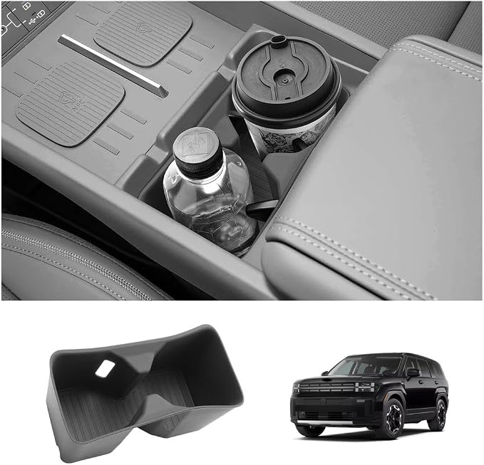 LUWU 2025 2026 Santa Fe Center Console Cup Holder Compatible with Santa Fe 2024 2025 2026 Interior Accessories Premium Silicone Material Cup Holder Spill-Proof, Easy Install & Clean