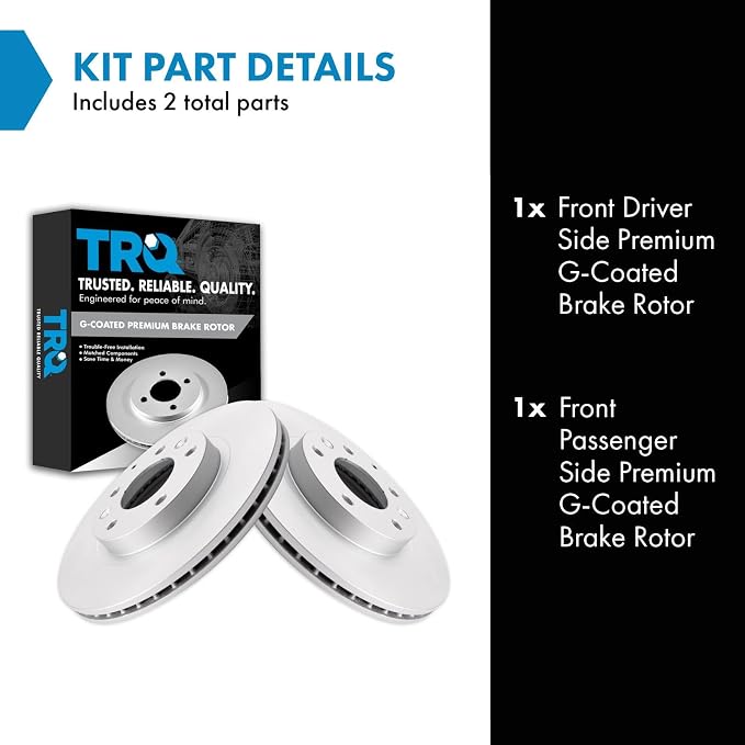 TRQ Front Brake Rotor Set G Coated Vented Compatible with 2006-2015 Mazda MX-5 Miata