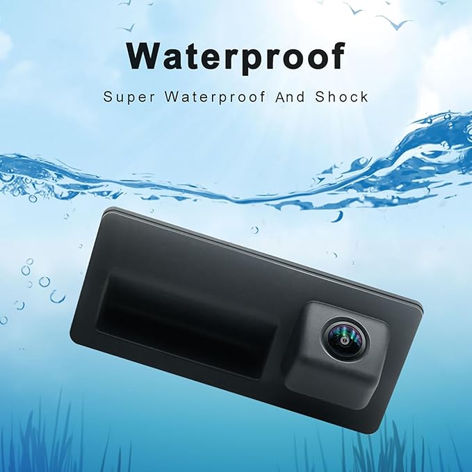 Vehicle Backup Camera CCD Compatible for Audi A4 A4L A3 S4 RS4 B9 for VW Lavida Plus Skoda Car Rear View AHD 1080P Camera Reverse Parking Fisheye Lens Waterproof Cam Car Trunk Handle Camera