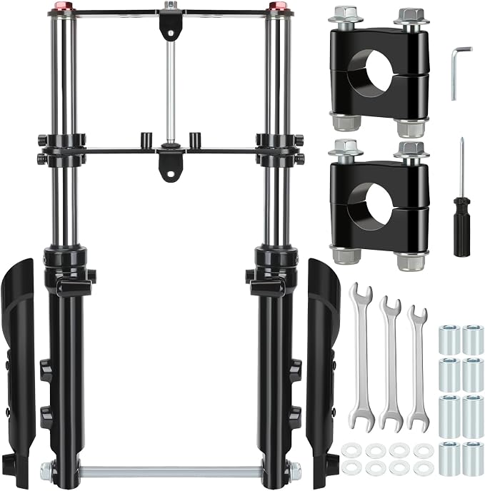 Mini Bike Front Forks Suspension Kit Replacement for Coleman Minibike CT100U Monster Mega Moto 80 105cc Motovox MBX10 MBX11 Baja Doodlebug DB30 Trailmaster Storm 200 Parts 7/8 Handlebar Risers