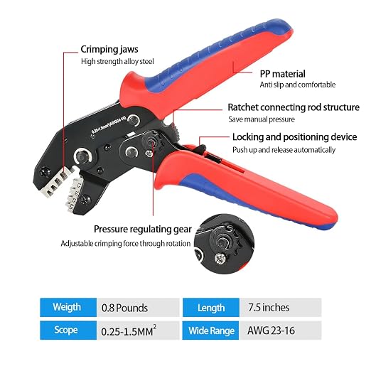 900Pcs 24Types of Pin Connector Kit and Terminal Pins with Crimping Tool | 1/1.5/1.8/2.2/2.3/2.8/3.5mm Male&Female Non Insulated Wire Terminal Pin Kit with Ratchet Crimping Tool,Electrical Connector