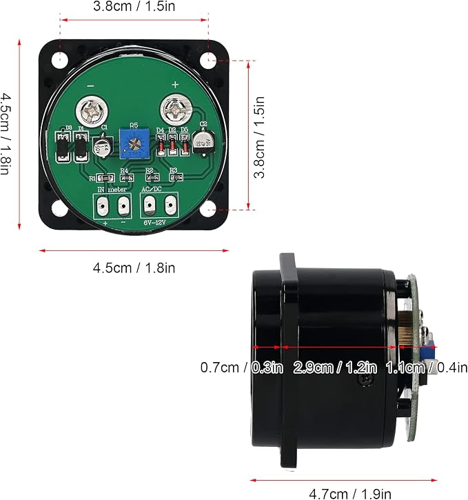 Pongnas 2PCS VU Meters, Multimeter Tester Multimeters with Adjustable Resistor CQ-45-Y for Power Amplifier