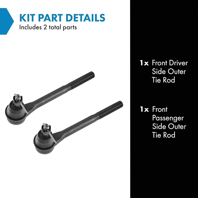 TRQ Front Outer Tie Rod Set 2 Piece Compatible with 1996-2005 Chevrolet Blazer 96-03 S10 96-01 GMC Jimmy 96-03 Sonoma 96-00 Isuzu Hombre