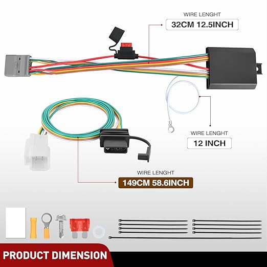 Nilight 4 Pin Trailer Wiring Harness Kit 56217 Compatible with Lexus RX350 RX350L 2008 2009 2010 2011 2012 2013 2014 2015 2016 2017 2018 2019 2020 2021 Toyota Highlander Simple Fit Tow Hitch