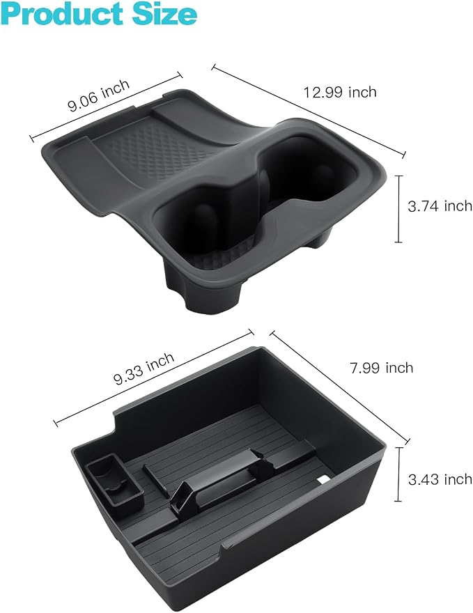 CDEFG 3Pcs for 2025 2026 Chevy Traverse Center Console Organizer with Handle for 2024-2026 Chevrolet Traverse Accessories Middle Console Mat w/Cup Holder Coin Holder