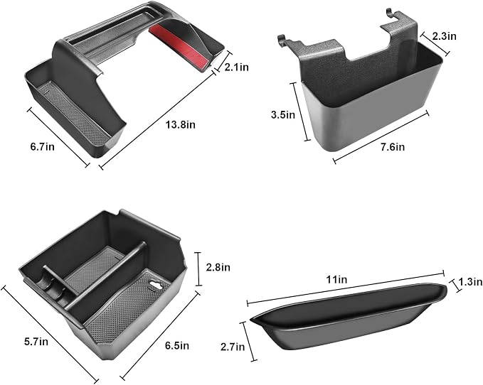 4PCS Center Console Organizers Accessories Compatible for Jeep Wrangler JK/JKU 2011-2018 2017 2016 2015 2014 2013 2012 2/4 Door Middle Armrest Tray Hanging Storage Box Grab Handle Container