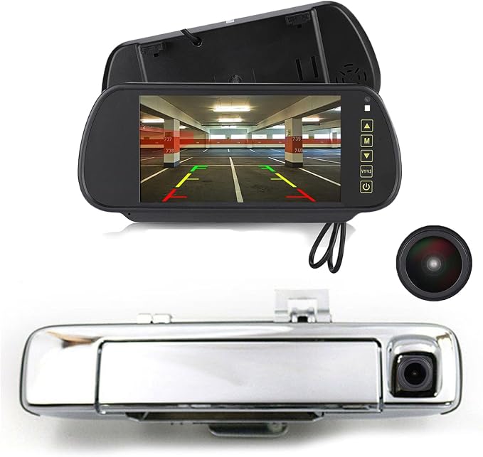 1280*720 Pixels HD Car Rear View Trunk Handle with Switch Parking Rear view Reverse Back up Camera, Replacement for ISUZU D-MAX DMAX 2012-2014 /ISUZU D-MAX DMAX 2015-2018 (With 7-inch rearview mirror)