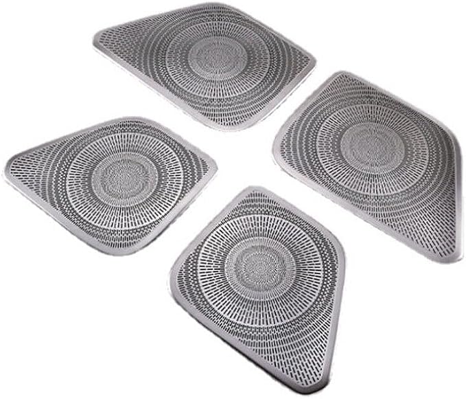 4Pcs Stainless Steel Silver Interior Car Door Speaker Horn Net Cover Decorative Trim Fit forToyot-a Tacoma 2016 2017 2018 2019 2020 2021 2022 Car Accessories