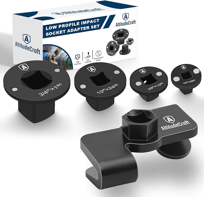 Wrench Extender and Low Profile Socket Adapter Set Bundle
