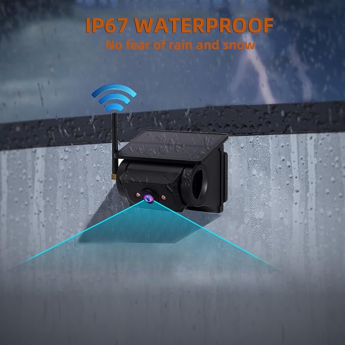 Magnetic Solar Wireless Backup Camera 7 inch Monitor DVR Looping HD 1080P 9600Amh Rechargeable Suitable for Truck Trailer Semi RV Camper Rear View Camera 1 Min Easy Install Scratch-Proof (2 Camera)