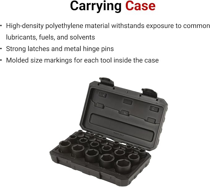 TEKTON 1/2 Inch Drive Impact Socket Set, 17-Piece | SID92301