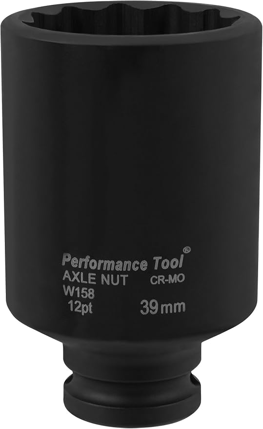 Performance Tool W89316 5-Piece 12 Point Axle Nut Socket Set - Chrome Moly for Strength, Sizes 30mm to 39mm, Includes Fitted Blow Molded Storage Case