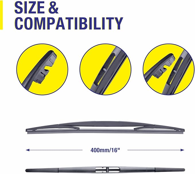 5 PLUS Rear Wiper Blade 16 inch(16-B Pack of 2), Replacement for Honda Odyssey 2022-2005 Passport 2021-2019 /Subaru Forester 2005-2004 Impreza 2011-2009 2004 Outback 22-20 Back Windshield +More