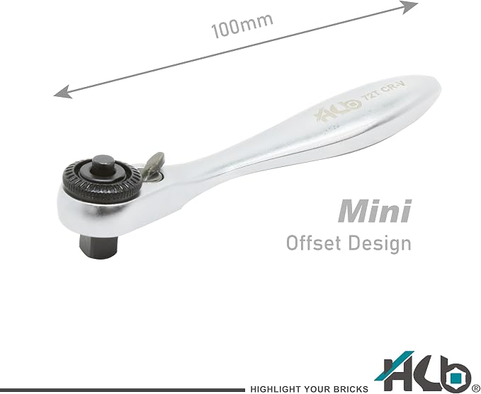 HB AKM033-U 26-Piece 1/4" Drive Socket & Bit Set, 72-Tooth Mini Ratchet, 5° Arc Swing, Grip Plus Non-Slip Removes 85% Rounded Bolts, Cr-V Steel, Portable Case, Made in Taiwan