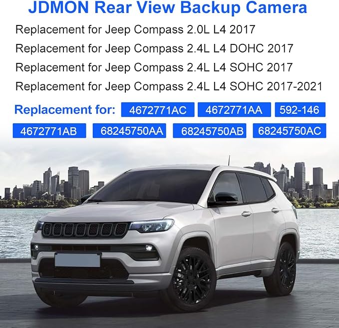 JDMON Backup Rear Park Assist Camera Compatible with Jeep Compass 2017 2018 2019 2020 2021 2.0L L4 Replacement for 592-146 4672771AC Reversing Aid Camera
