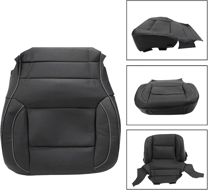 FZJDSD Black Perforated Driver Side Bottom Microfiber Leather Replacement Seat Cover & Seat Foam Cushion Compatible with Chevy GMC Silverado Tahoe Suburban Yukon Sierra 2014 2015 2016 2017 2018 2019