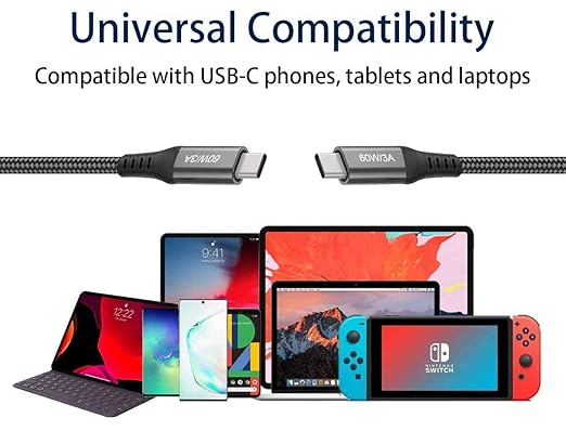 20FT USB-C to USB-C Cable 60W, Extra Long USB Type-C to Type-C Cable 2.0, USB C Charger Cable for iPhone 17, MacBook Pro 2020,iPad Air 5th,Galaxy S24 S23,Note 20, Pixel 6,PS5/4, Switch, Oculus,Laptops