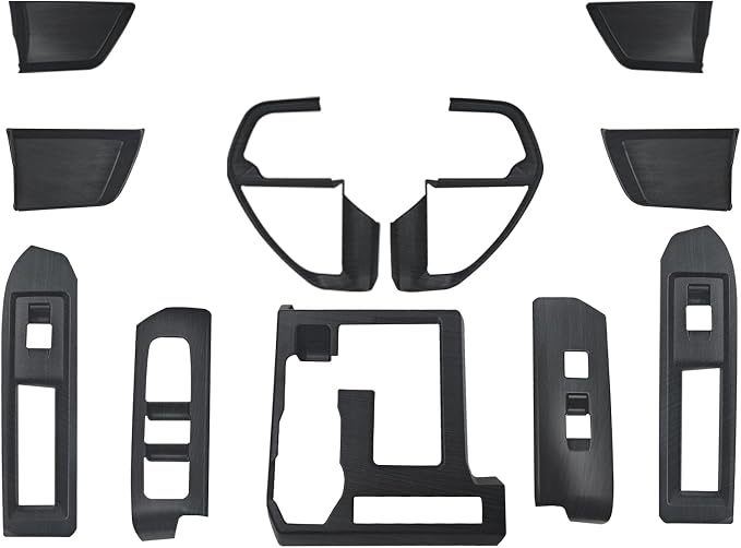 Muslogy Interior Trim Kit Cover 11PCS Compatible with 2024-2026 Toyota Tacoma&2025 2026 4Runner Steering Wheel Center Console Window Switch Inner Door Cover(Won't Fit 2Door Tacoma) (Black Wood Grain)