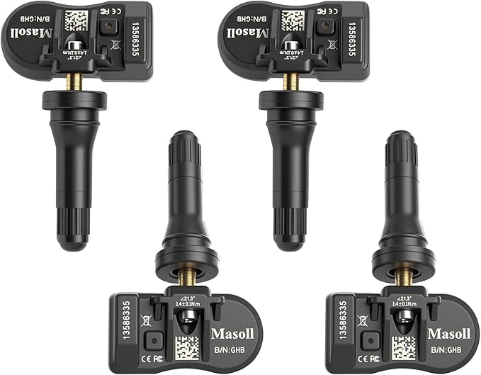 Masoll TPMS Sensor for GM, Tire Pressure Sensor for Chevy Silverado Buick Cadillac GMC, 2026 New Upgrade Tire Pressure Monitoring Sensor 4-Pack, Dual-Antenna Design Tire Sensor