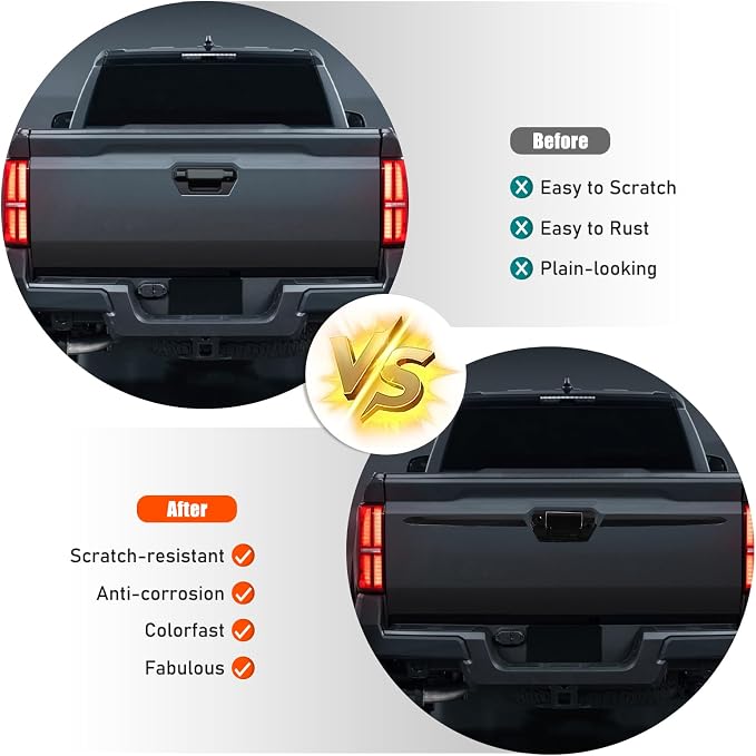 ABS Car Look Rear Door Handle Panel Cover Trim Compatible with Toyota Tacoma SR 2024+,Car Tailgate Handle Trim Strip (Gloss Black)