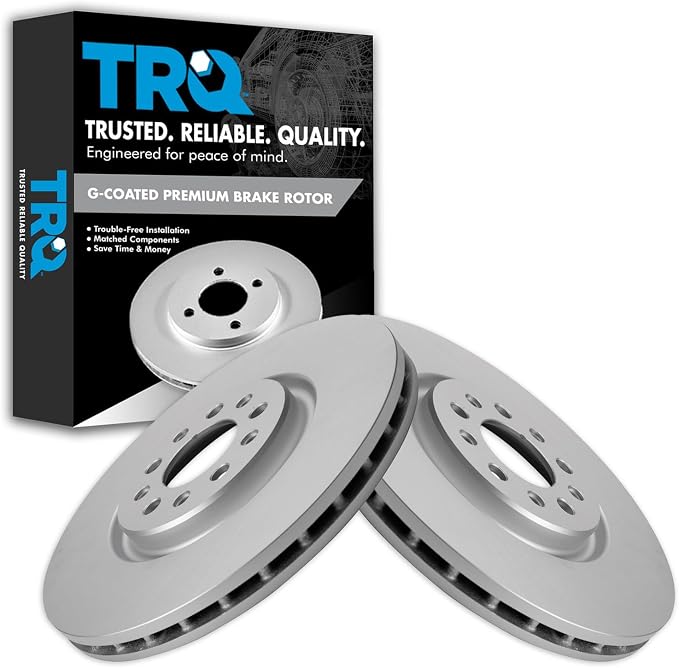 TRQ Front Brake Rotor Set G Coated Vented Compatible with 2015-2017 Chrysler 200 2014-2023 Jeep Cherokee 2023 Compass 2023 Dodge Hornet