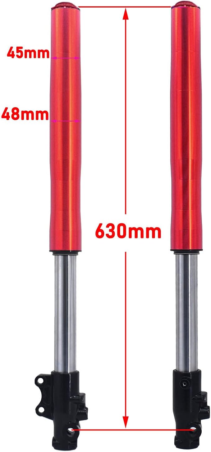Front Inverted 630MM Fork 45MM/48MM with Shock Protector Cover for Chinese Dirt Pit Bike CRF KLX (Red-12mm Alxe)