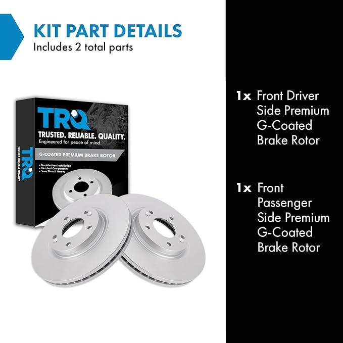 TRQ Front Brake Rotor Set G Coated Vented Compatible with 2010-2012 Hyundai Santa Fe 2011-2013 Kia Sorento