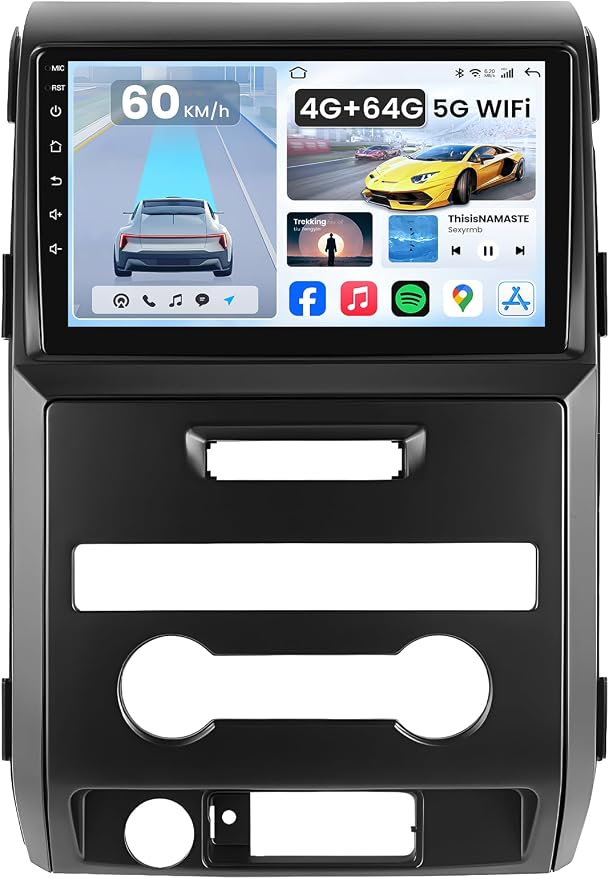[8Core 4G+64G] Car Radio for Ford F150 2009-2014: 9" 1280 * 800 HD Touchscreen Stereo with Wireless Carplay Android Auto 5G WiFi GPS Bluetooth FM AM 36EQ DSP SWC 1080P Backup Camera
