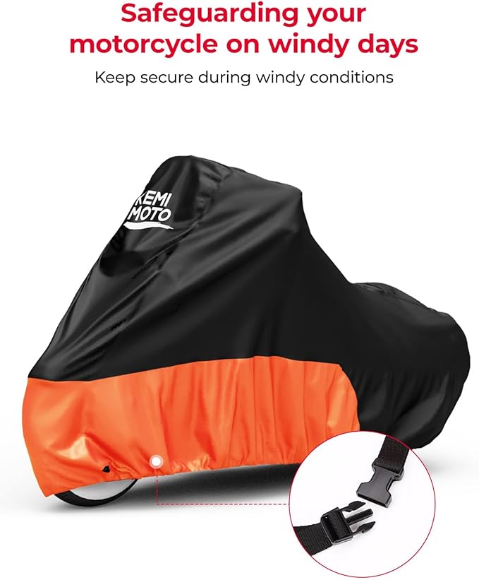 KEMIMOTO Heavy Duty 420D Motorcycle Cover Waterproof Compatible with Softail Dyna Models Standard Heritage Classic 114 Shadow Cruiser Cover Outdoor All Weather Protect from Dust Sunlight Rain