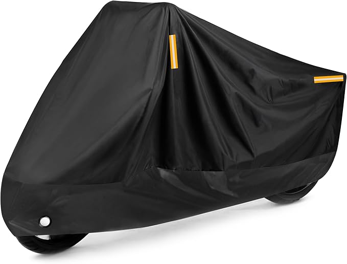 Puroma Motorcycle Cover Heavy Duty Scooter Cover Waterproof Outdoor All Season Universal Weather Quality Protection with Night Reflective, Lock Holes and Storage Bag Fits up to 97" Motorcycle Vehicle