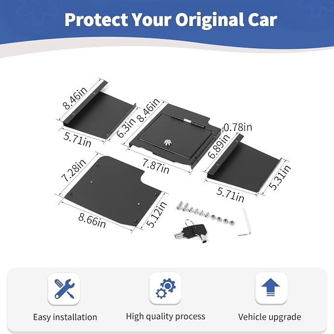 for RAM Center Console Organizer Gun Safe Box with Key Lock for RAM 1500 2009-2018 Black Storage Accessories 1pc