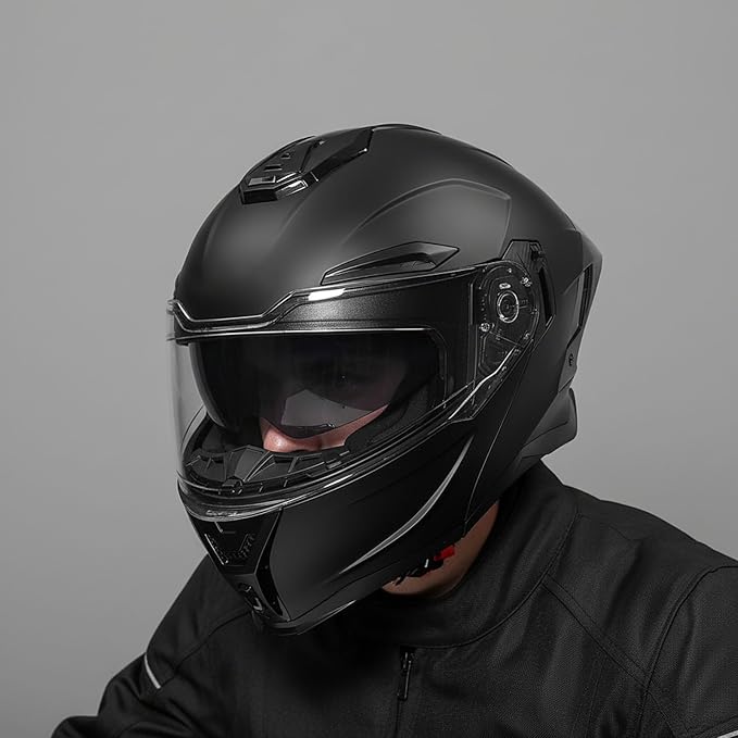 Bluetooth Modular Motorcycle Helmet with Dual Visors, DOT ApprovedBuilt-in Sun Shield, Removable Washable Liner for Adults Men Women, Casco Moto Hombre Mujer