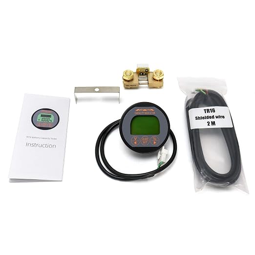 QWORK Battery Monitor Voltmeter Ammeter, Voltage Current Range 8V-80V, 0-100A Voltage Current Meter with 6.5 ft Custom Cable