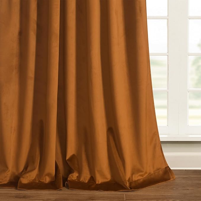 Roslynwood Luxury Soft Brown Velvet Curtains 63 inches Long Back Tab Thermal Insulated Blackout Window Drapes for Living Room/Bedroom/Dining Room, W52 x L63, 2 Panels