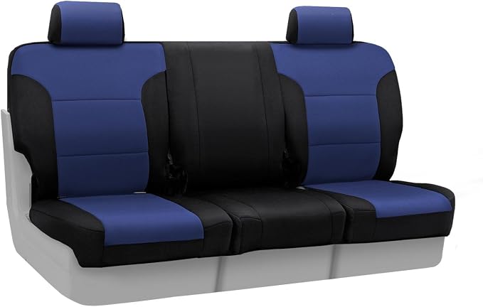 Coverking Custom Fit Front 50/50 Bucket Seat Cover for Select Ford F-Series Models - Neosupreme (Navy Blue with Black sides)