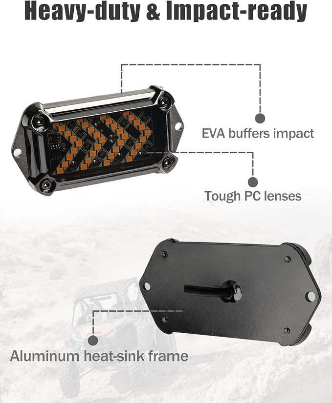 UTV Turn Signal Kit with 110dB Horn, Pre-Wired, Plug and Play UTV ATV Blinker with Rocker Switch, Rectangle Universal Street Legal Turn Signals Compatible with Polaris, Can-Am, Teryx, CFMOTO