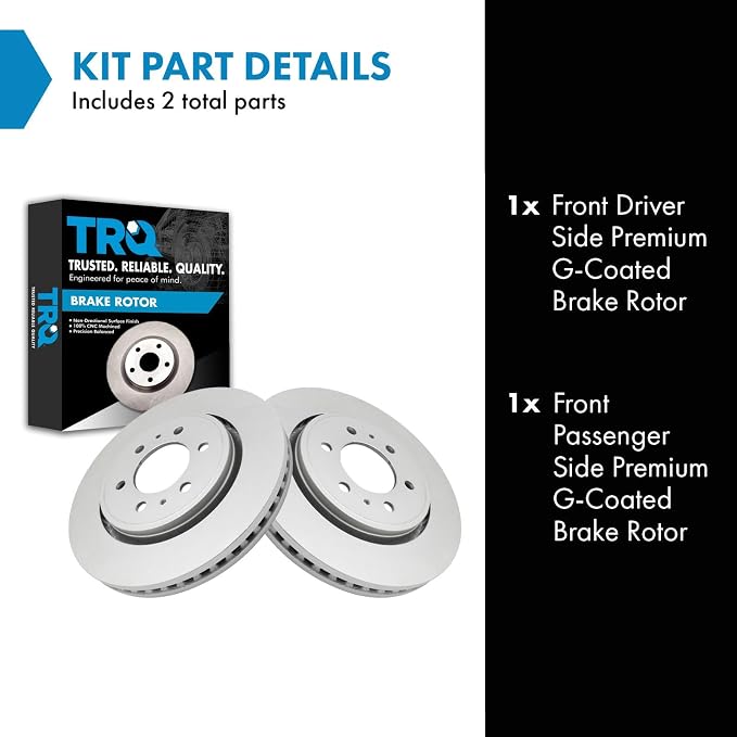 TRQ Front Brake Rotor Set G Coated Vented Compatible with 2007-2021 Ford Expedition 2010-2020 F-150 2007-2023 Lincoln Navigator