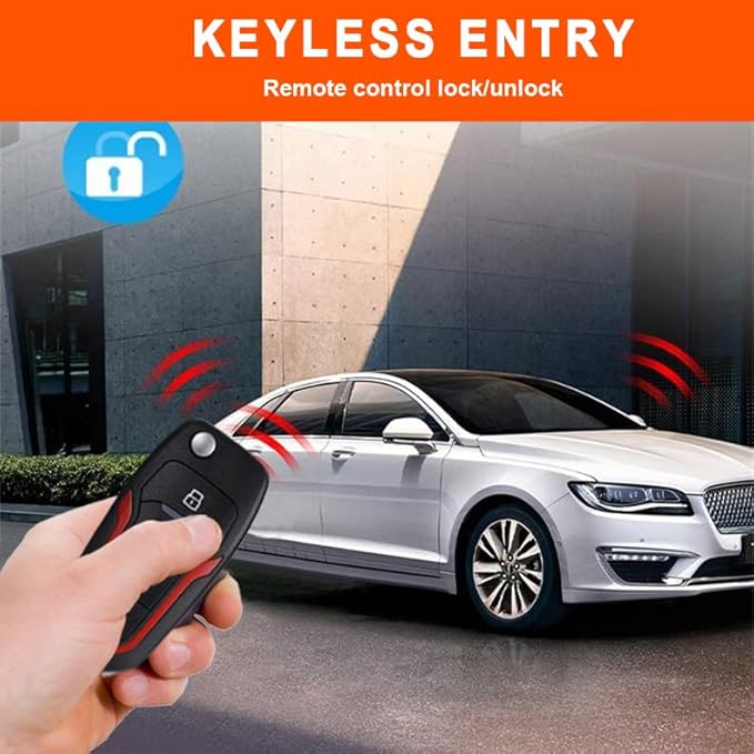BANVIE ① Car Keyless Entry Security Alarm System + ② Remote Engine Start Starter + ③ Push to Start Stop Iginition Kit Button