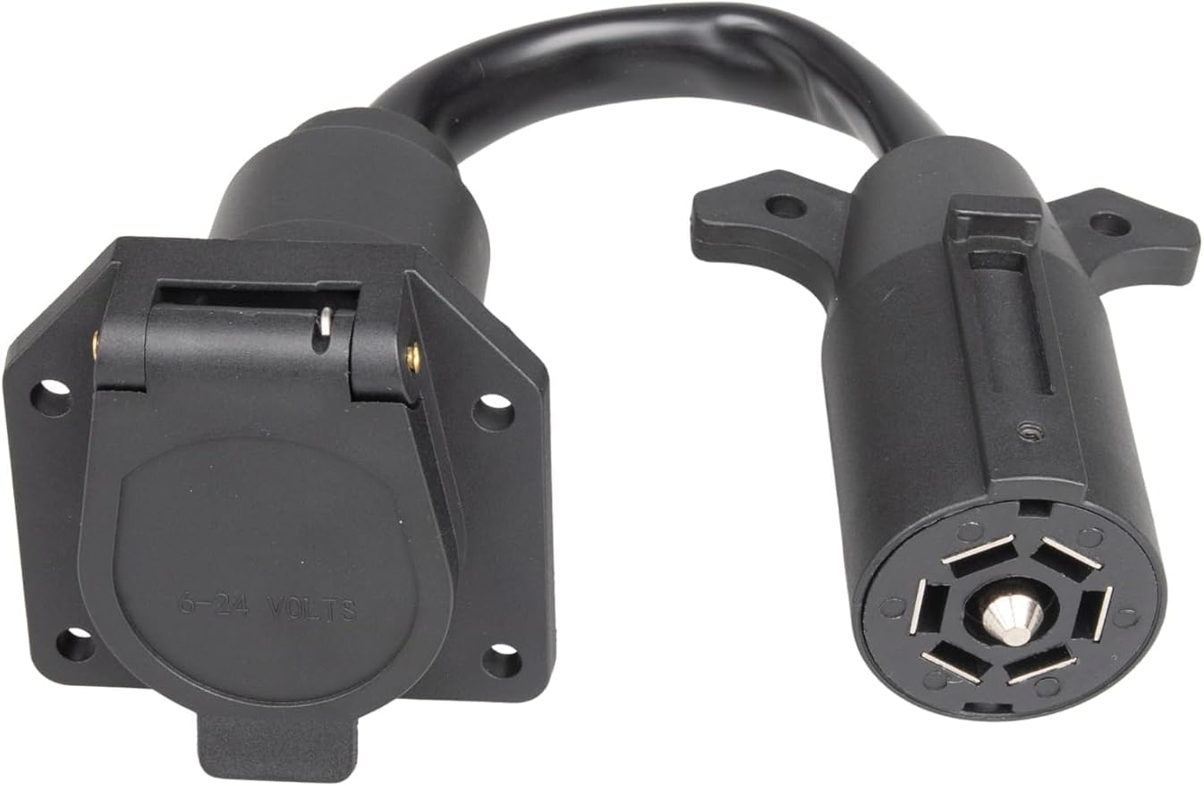 EWAY 7-Way Adapter with Power Switch for Furrion RV Backup Camera System, Plug and Play for Tow Vehicle to RV Wireless Observation Cameras, Provides 12V Power to Camera Through 7-Pin Connector
