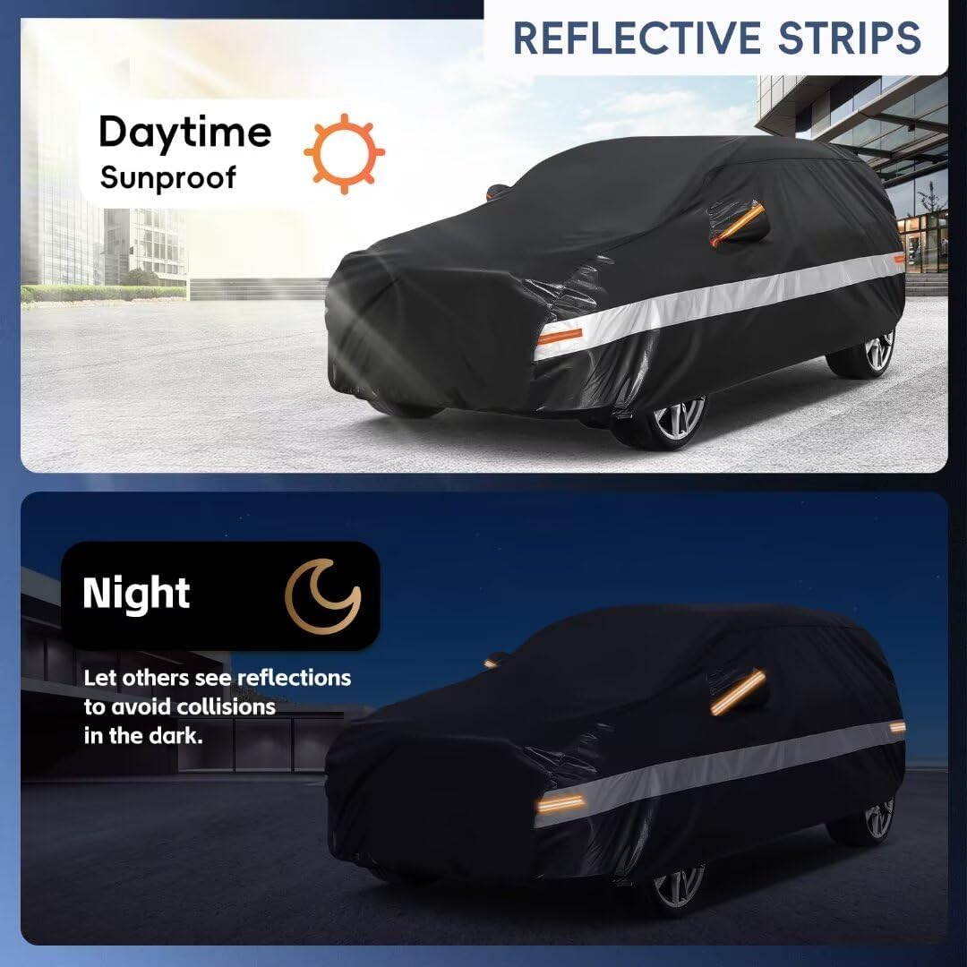10 Layers SUV Car Cover Custom Fit for Toyota RAV4 (2005-2024) Waterproof All Weather for Automobiles, Outdoor Full Cover Sun UV Rain Protection.Black